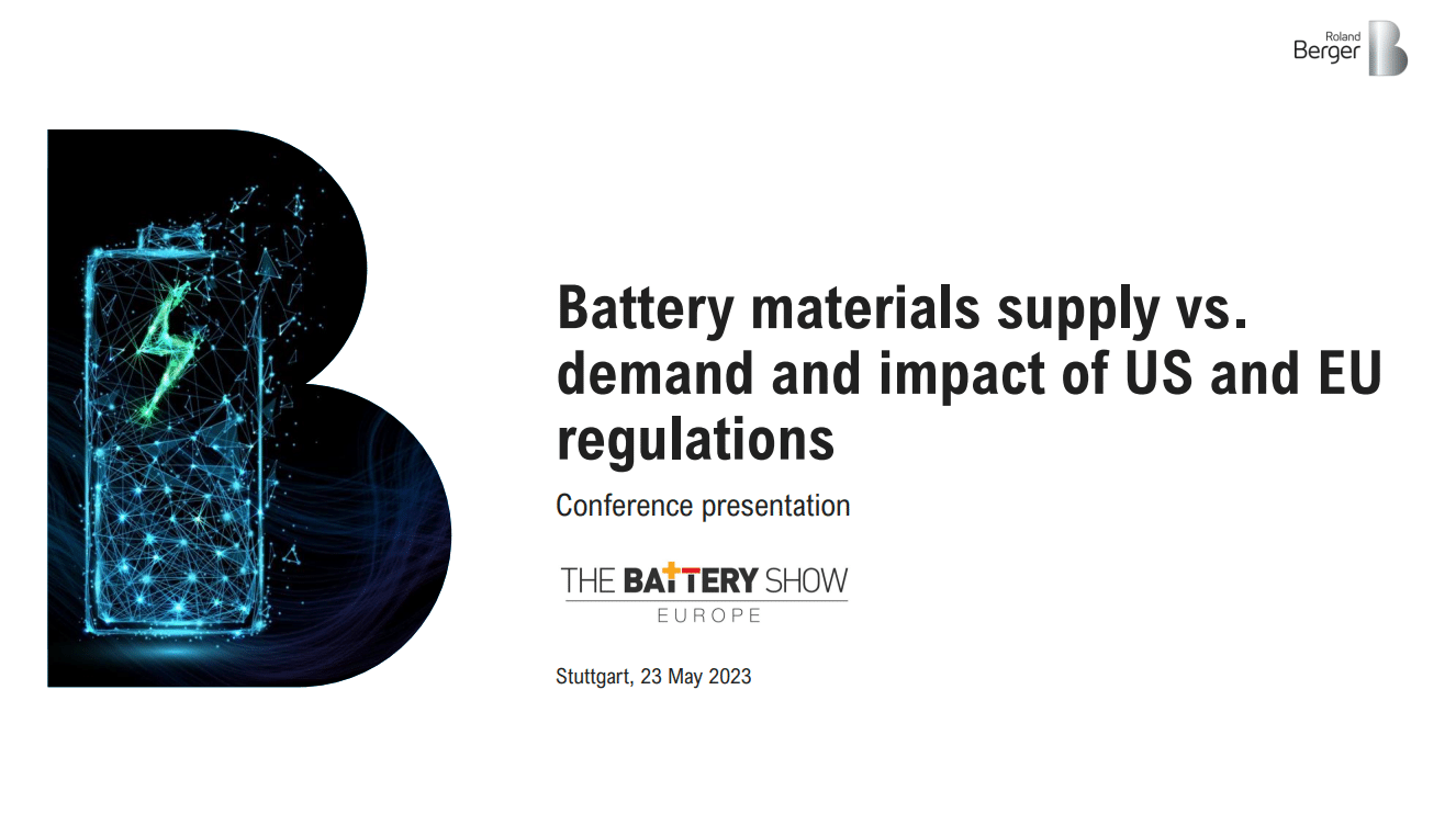 Battery Show Europe 2023 Battery materials supply vs. demand and impact of US and EU